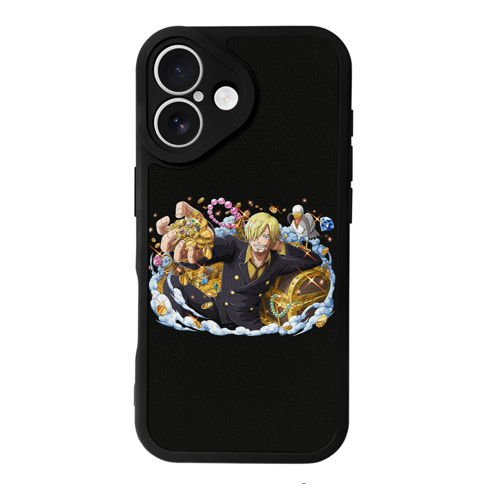 （画像用） ワンピース サンジ ONE PIECE Sanji 【iPhone 16シリーズ対応】シリコンスマホケース（レザー調） 材質：シリコン